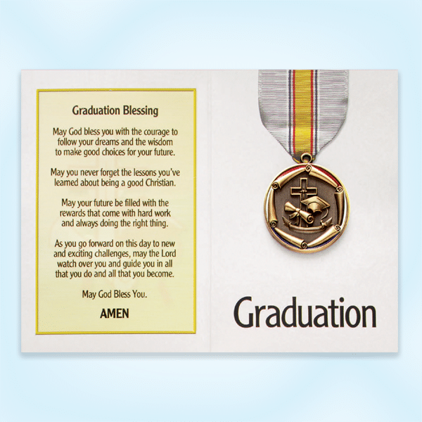 Brass Religious Medal with Graduation Card – JADoherty