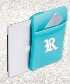 Custom Neoprene Laptop Sleeve with Logo Imprint light blue with pockets